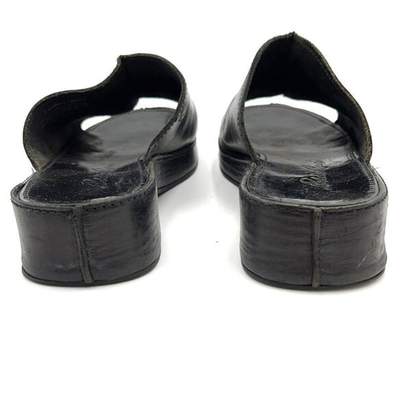 EDDIE BAUER sandals black leather Made Italy 6.5 - Picture 3 of 8